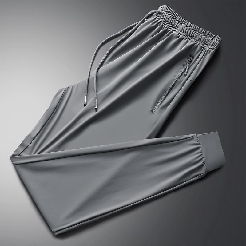 

S-6XL Мужские легкие повседневные летние брюки Ice Silk – эластичные, большие, свободный крой 3XL (155-170 jin)