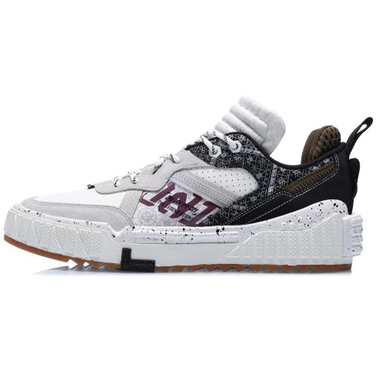 New LiNing 001 Unblock Low Top Skateboard Shoes Men's White Black AGCQ199-5