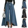 High Waist Wide Leg Jeans for Women Loose Fit Casual Denim Pants with Extended Flared Overlay Panel Stylish Comfortable Design