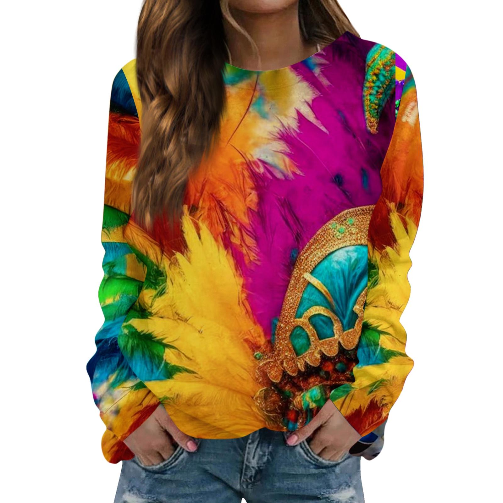 

Женский модный повседневный свитер с круглым вырезом и длинными рукавами с принтом S