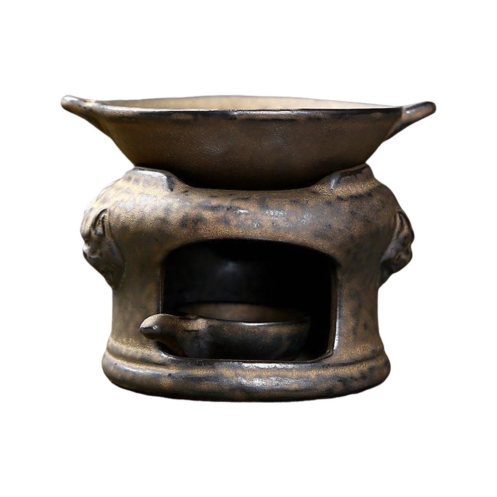 Tea Warmer Ceramic Incense Burner Handmade Essential Oil Stove Ceramic Candle Heating Holder Yoga SPA Incense Burner