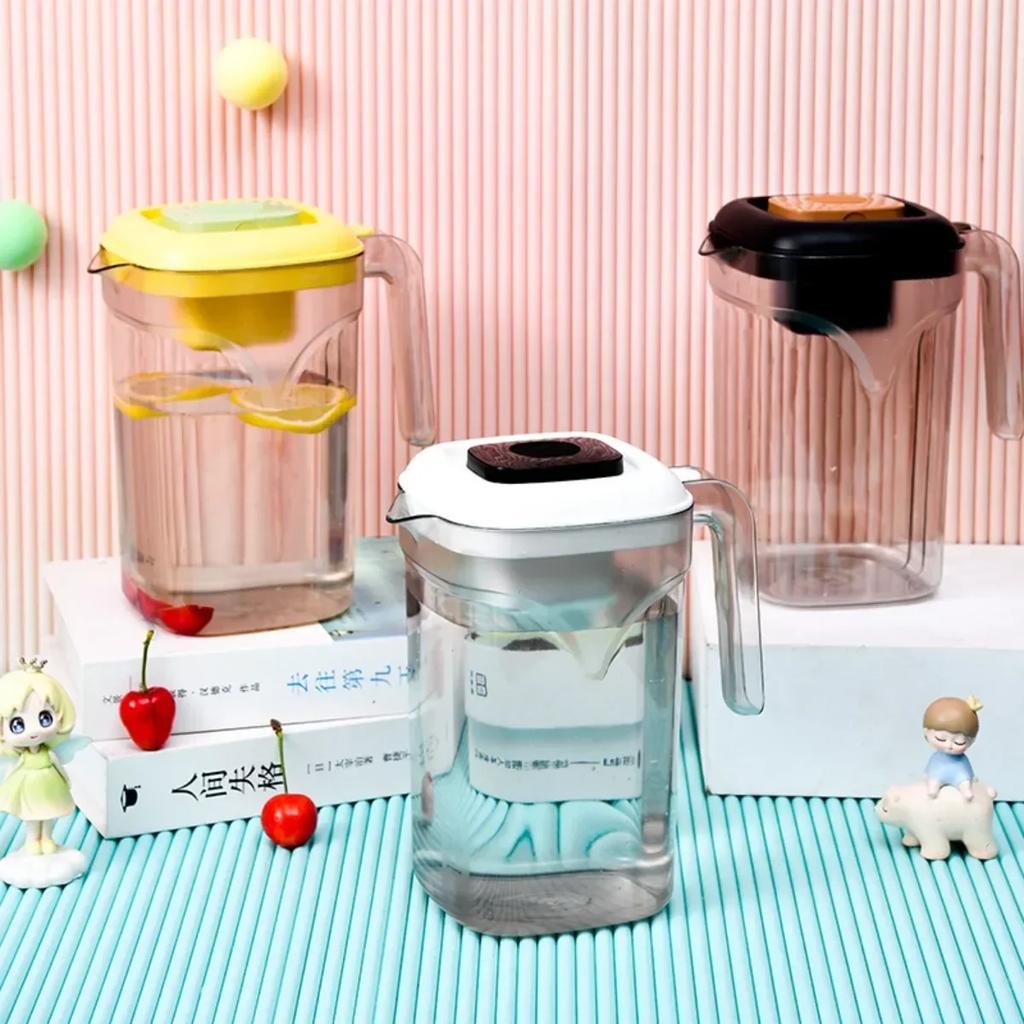 2,2L Kühlschrank Kaltwasserkrug Sommer Große Kapazität Transparent Getränkeeimer Leicht zu Reinigen Küche Schlafzimmer Plastik Wasserkrug