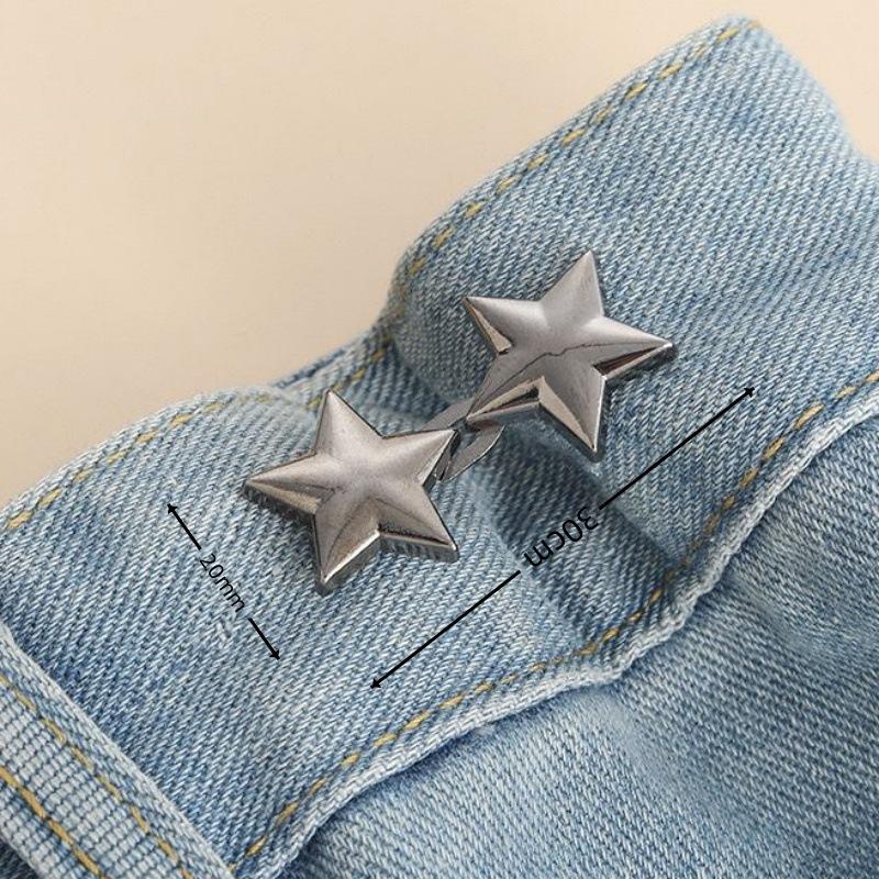 Pentagram Adjustable Waist Button for Pants Detachable Button Perfect Fit Jeans Buckle Waist Tightener Clothing Accessories