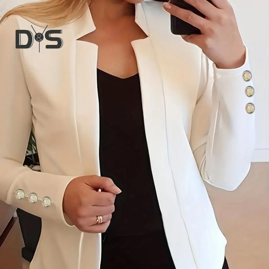 Dámske jarné jesenné sako kabát s vrúbkovaným golierom sako s dlhým rukávom sako slim strih otvorené predné ležérne biznis sveter