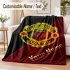 Custom Text Flannel Blanket Manchester United Print Warm Cozy Blanket Home Sofa Bedding