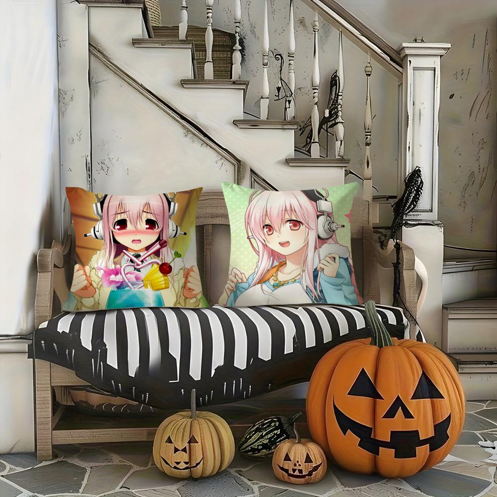 Beautiful Girls S-Super Sonico Pillow Case Printing Pillowcase Living Room Sofa Cushion Cover Bedroom Room Decor