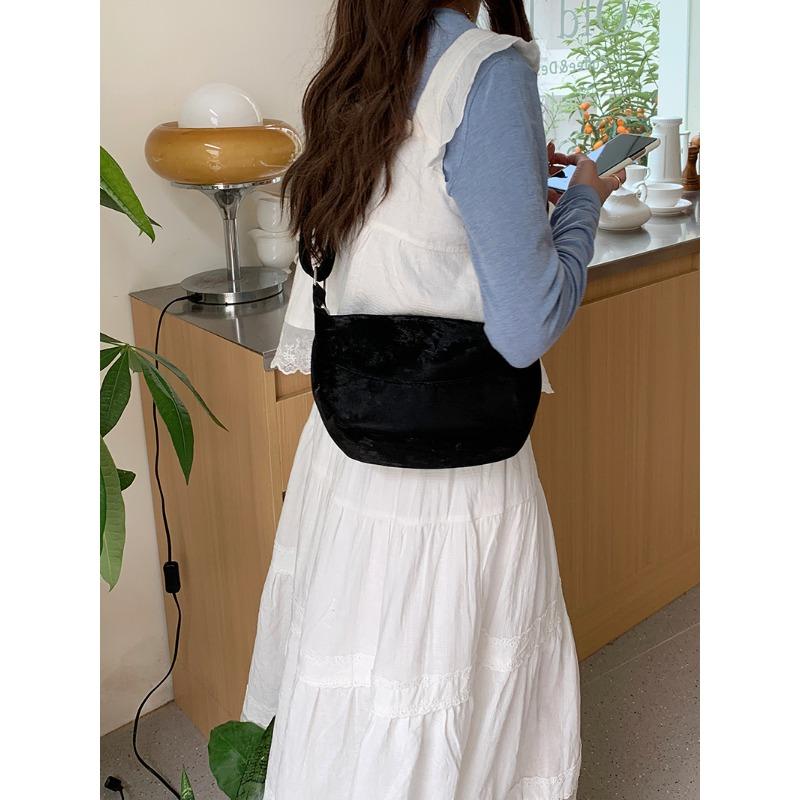 Niche Spring and Summer New Versatile One-shoulder Crossbody Bag Korean Version Pink Dumpling Bag Underarm Bag Women
