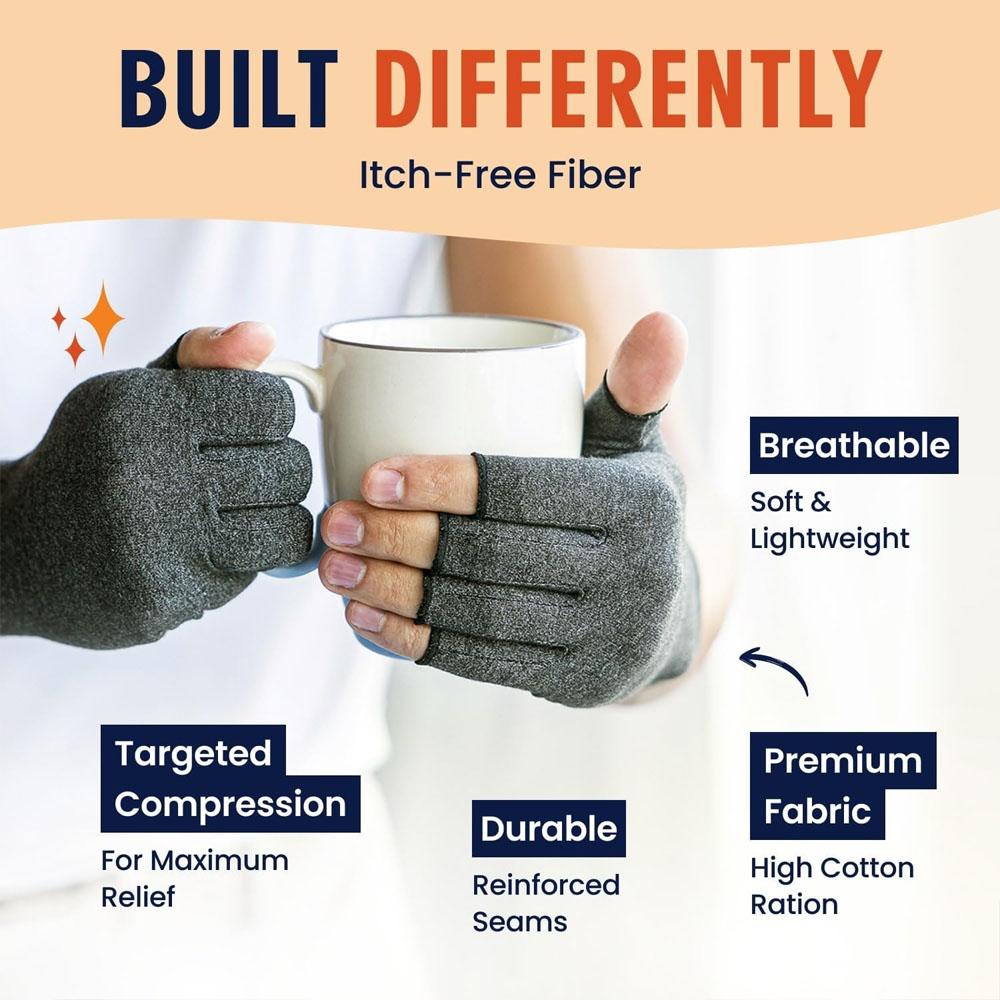 1 Paar Arthritis Handschuhe Damen Herren, Karpaltunnelsyndrom, Rheumatoide Arthritis, Sehnenentzündung, Fingerlose Hand Daumen Kompressionshandschuhe