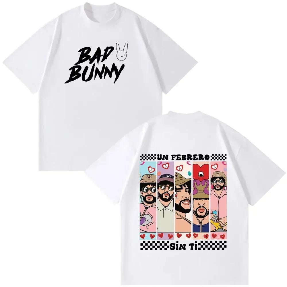 Bad Bunny Fashion Print Unisex Casual Short Sleeve Loose Fit Pure Cotton Hip Hop Plus Size TShirt Women And Unisex Fashion TShirt