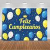 Spanish Happy Birthday Theme Background Supplies Colorful Balloon Birthday Party Decor Backdrop Banner Kid Gift Photo Shoot Prop