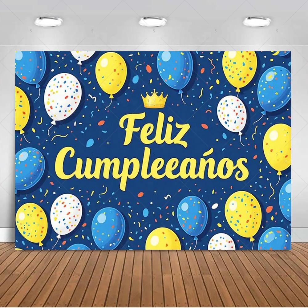 Spanish Happy Birthday Theme Background Supplies Colorful Balloon Birthday Party Decor Backdrop Banner Kid Gift Photo Shoot Prop