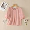 ZANZEA Blusa Casual da Donna a Manica Corta Girocollo Tinta Unita