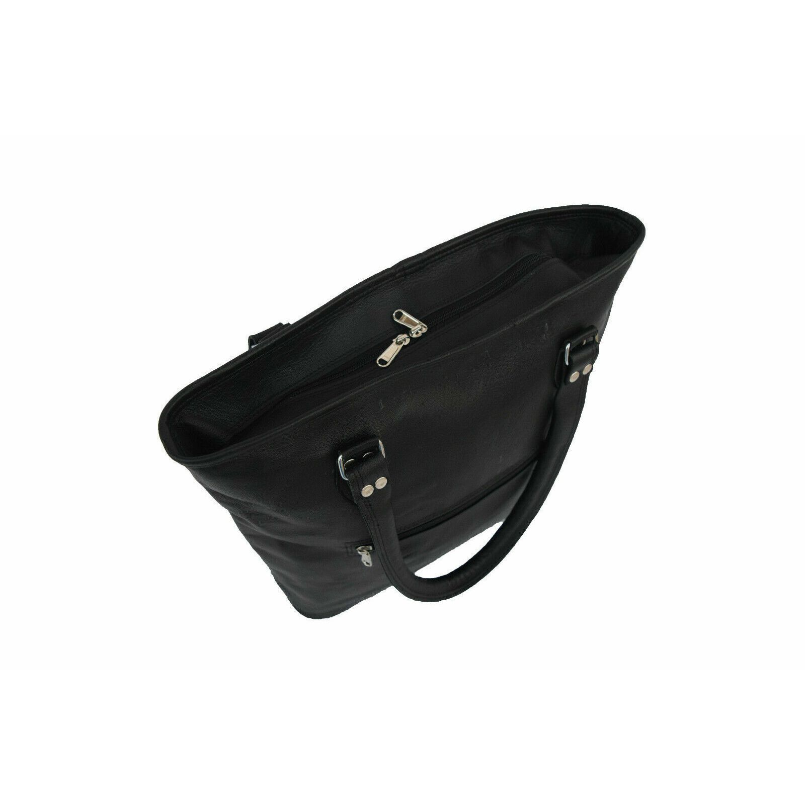 Женская винтажная черная кожаная сумка через плечо ручной работы — фото 2