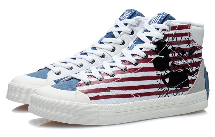 Li Ning X Keith Haring X Disney Mickey Mouse Skate Shoes 'White Red Blue' AECR061-1