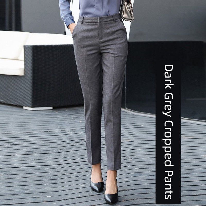 

Профессиональные брюки-костюм зауженного кроя, визуально стройнящие, с высокой посадкой, укороченные, повседневные, тонкие Dark gray pants] 2XL [64.00 kg-67.50 kg]]