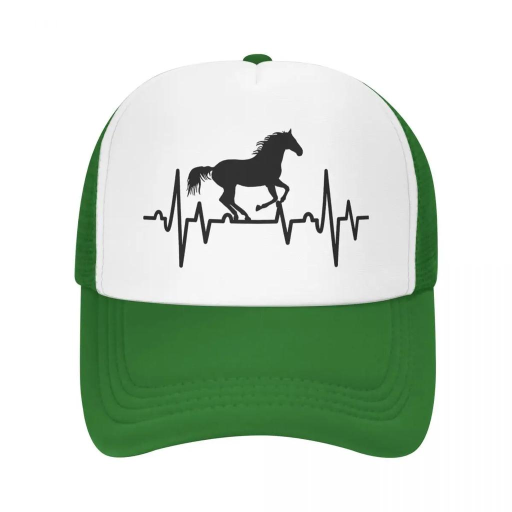Custom Heartbeat Horse Baseball Cap Outdoor Women Unisexs Adjustable Animal Lover Trucker Hat Summer Personalized Dad Hat