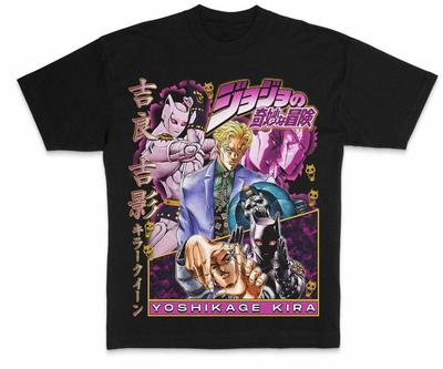 Jojo Retro Yoshikage Kira Killer Queen Anime Graphic Tshirt Cotton Men Women Vintage Style Streetwear Tee