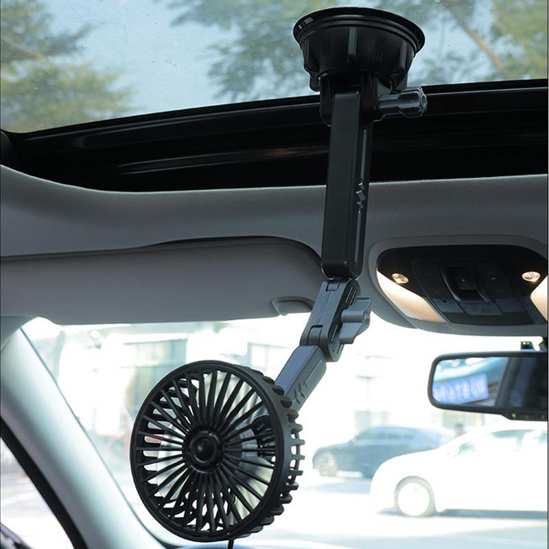 Small Car Fan Lightweight Suction Cooler For Vehicle 3 Speed Adjustable Fan With Rotating Head For Car Camping Travel