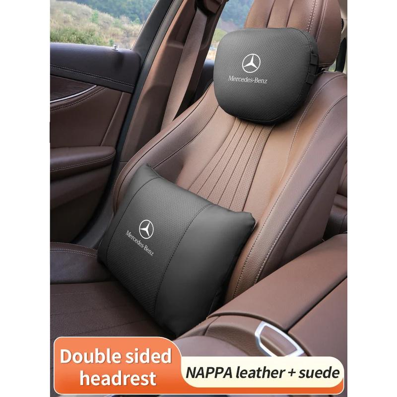 Car Sticker For Mercedes-Benz A B C E S V R-Class A45 C43 CLA GLA GLB GLC GLE SLK Car Headrest Neck Support Lumbar Rest Cushion 