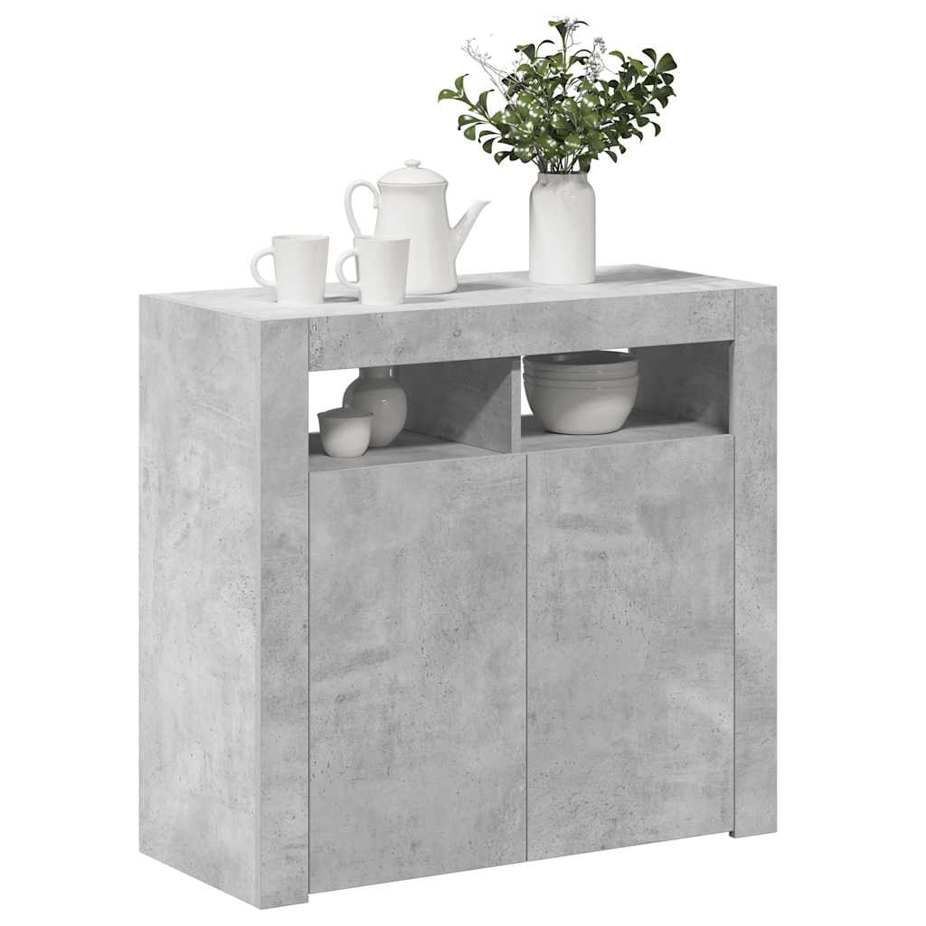 Vidaxl Cabinet With LED Lighting, Concrete Gray, 80 X 35 X 75 Cm