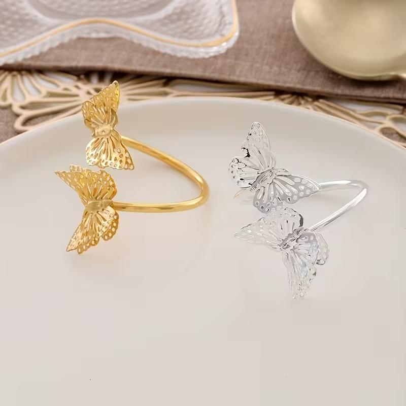Valentine's Day Double-Layer ButterflyNapkin RingWeddingTable Decorations Decorative Butterfly Napkin Ring for Dining TableDecor