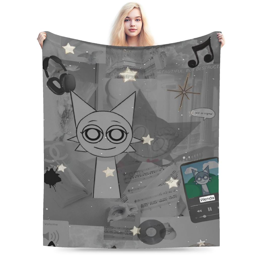 Sprunki Characters Game Velvet Throw Blanket  Blankets for Bed Outdoor Warm Quilt