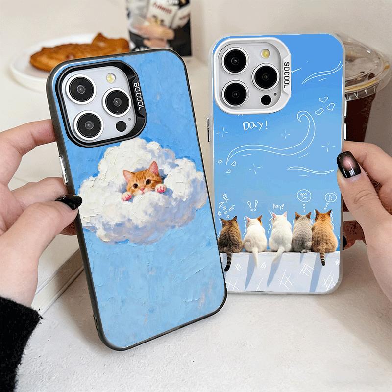 Cat Cute Kitten Cartoon Soft Phone Case for iPhone 15 16 17 Pro Max 17Air 16E 14 Plus 13 12 Mini Shockproof Cover Back Shell