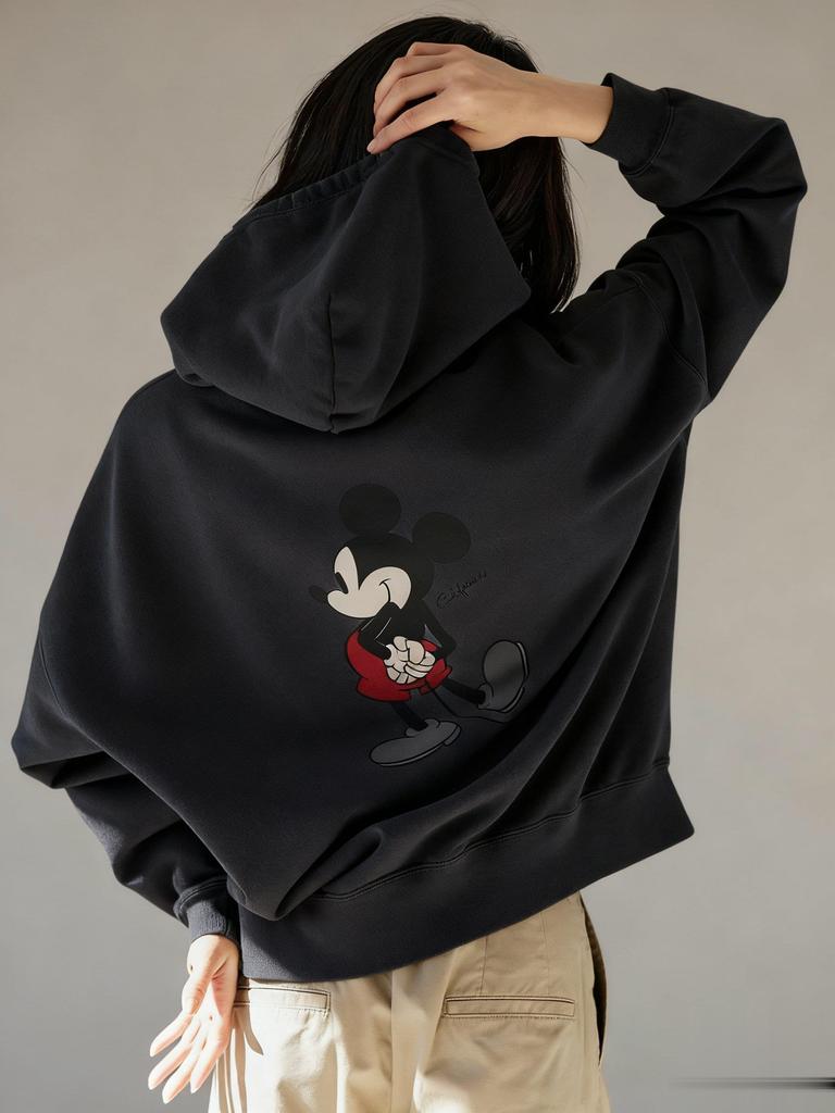 Übergroßes Disney Mickey Print Kapuzensweatshirt Herren Damen Streetwear Locker Lässiger Pullover Jacke Herbst/Winter Mode Y2k Oberteile