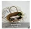 Contrast Color Cotton Rope Woven Women's Tote: Stylish, Large Capacity, Versatile Korean Handbag