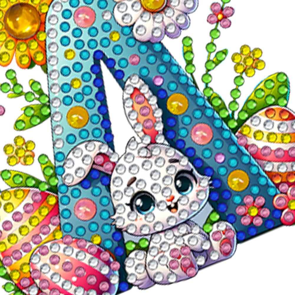 PET Double Sided Special Shaped Easter Alphabet DIY Diamond Painting Keychain
