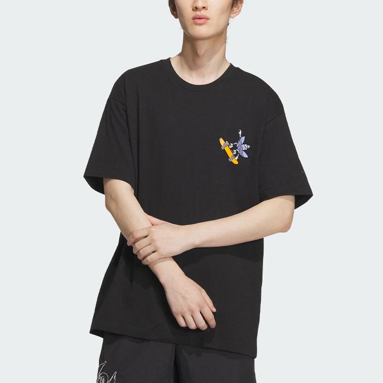 Adidas Originals Trefoil Tfl M1 Graphic Tee Cartoon Print Sports Short Sleeve T-Shirt Men Tops Black IN1044