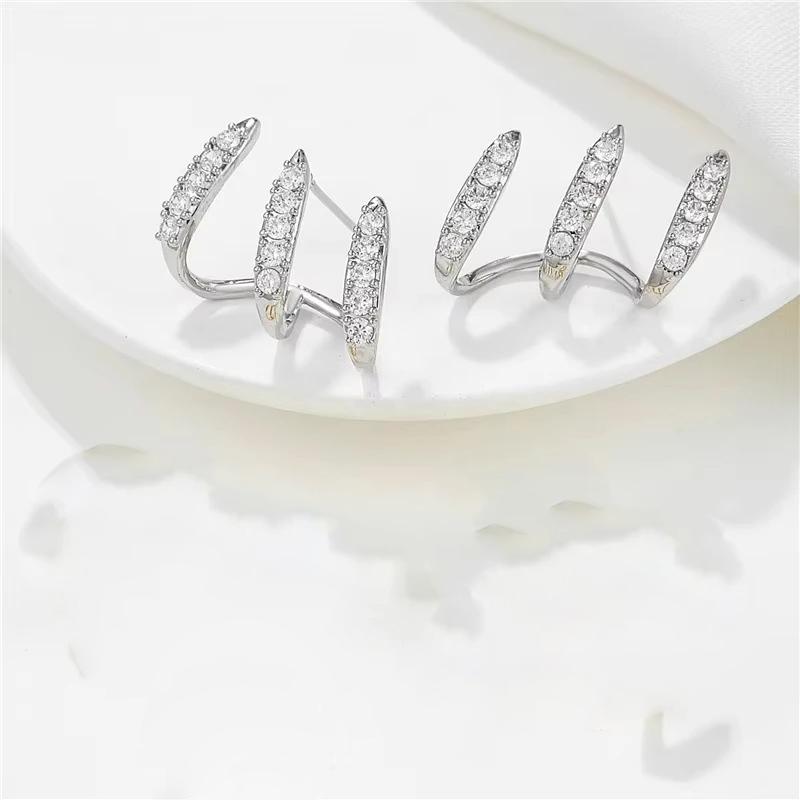 Trendy CZ Claw-Shape Stud Earrings for Women Minimalist Versatile Ear Piercing Accessories Fashion Dating Jewelry Wholesale