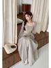 Spring 2026 Women's Square Neck Long Sleeve Slimming Knit Dress