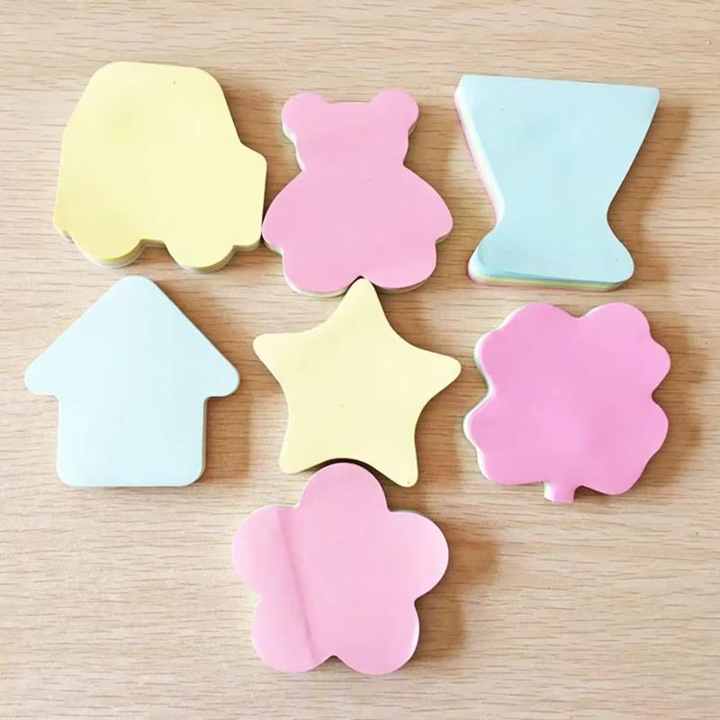 Cute Shaped Sticky Notes 100 Sheets in Flower Bear Heart Butterfly Pastel Memo Pads for School Office Journaling Scrapbooking Craft