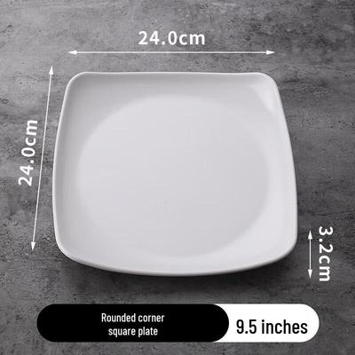 Assiette carrée de dîner en mélamine commerciale, 9,5 pouces