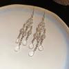European and American diamond-encrusted water droplets hollow fringed ears court style heavy industry earrings light luxury high-end earrings