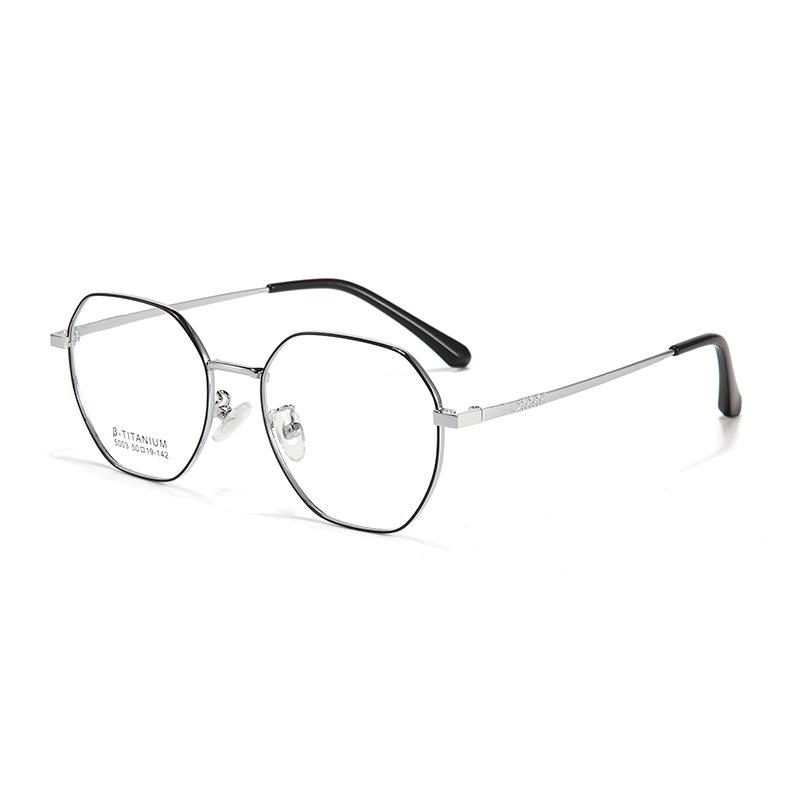 Danyang Ultra-Light Retro Square Metal Myopia Glasses Frame for Large Faces - Fashionable Polygonal Design, Slimming & Prescription-Ready