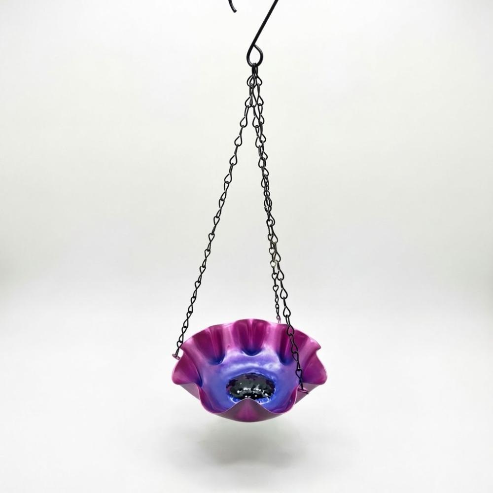 Flower Shaped Hanging Bird Bath Iron Art Hummingbird Feeder Bird Feed Station  Courtyard