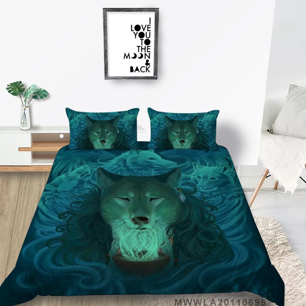 

Комплект постельного белья с изображением волка, домашний текстиль, наборы пододеяльников, уникальный дизайн, детское постельное белье для подростков EU Single 135x200cm