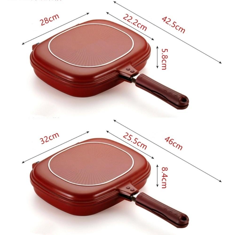 Verdickte beidseitige Pfanne 28/32cm Frühstücks-Kochutensilien Steak-Bratpfanne Küchenzubehör