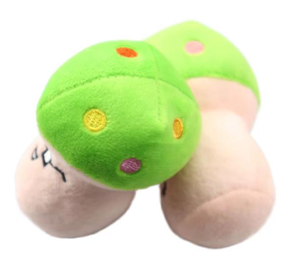 Unisex Eco-Friendly Cotton Dog Cat 10cm Squeaky Mushroom Molars Bite-Resistant Plush Sound Chew Toys Anxiety Relief Teeth