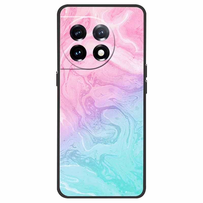 For OnePlus 11 5G Case One Plus 11R Flower Marble Black Bumper Soft TPU Silicone Cover for OnePlus 11 / 11R 5G Phone Cases Capas