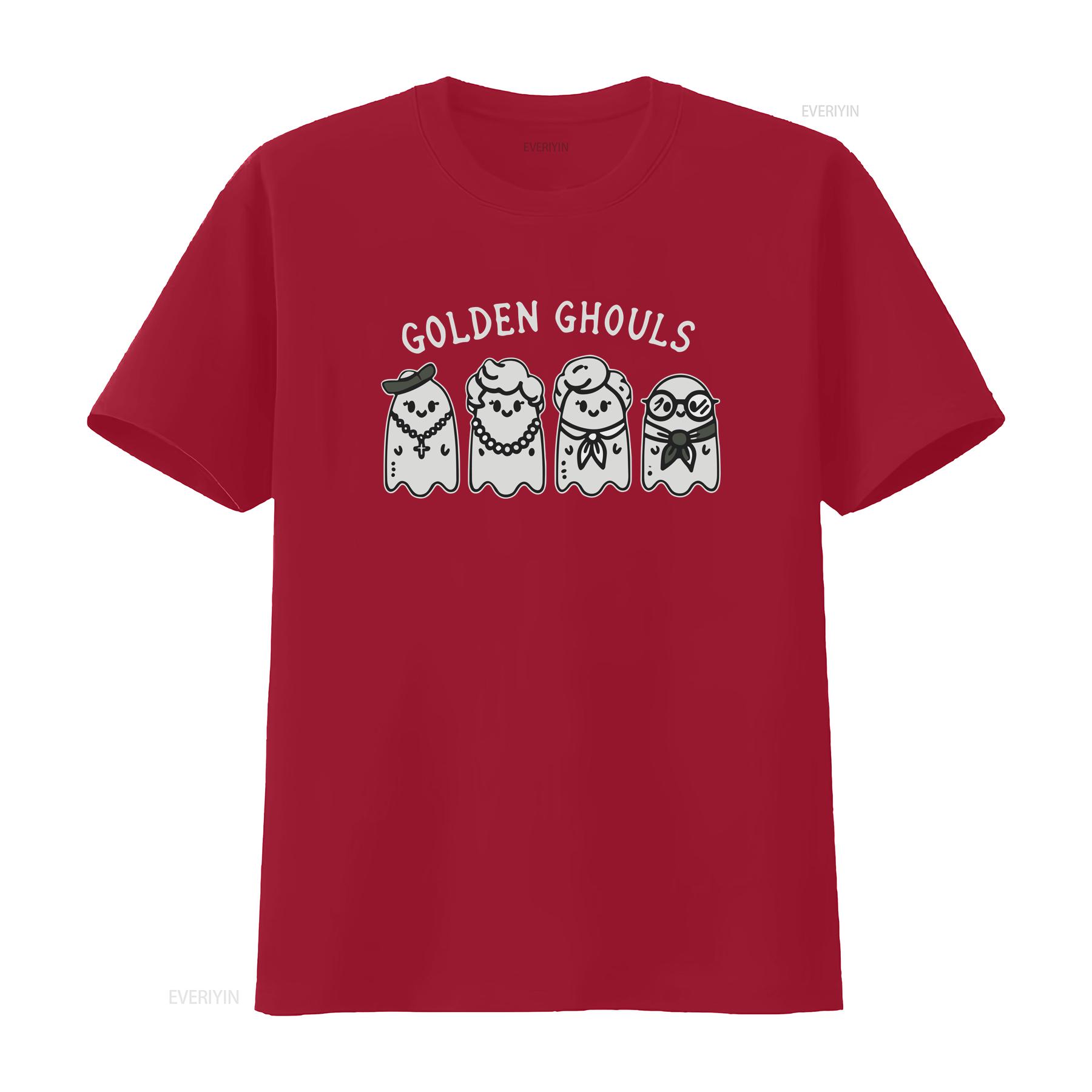 Golden girls Ghouls halloween cute faces ghosts funny short sleeve cotton tee ladies mom daughter wife friend t shirt top gift S