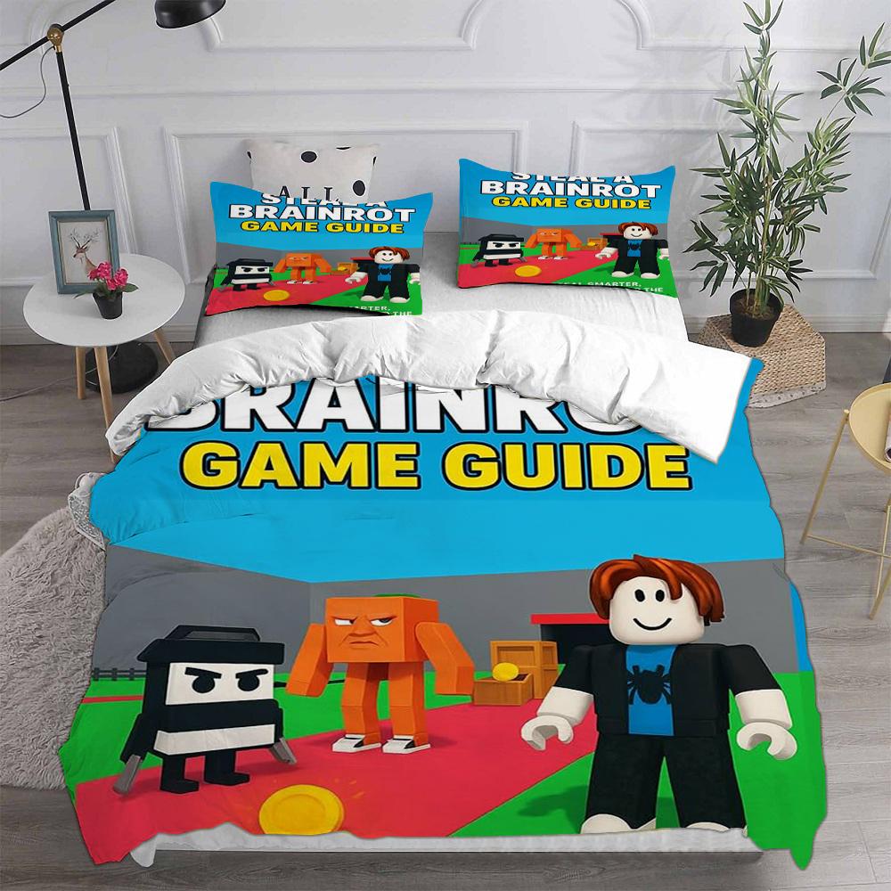 Steal A Brainrot Rob Loxs Bettwäsche-Sets, Bettdecke, Steppdecke, Bettbezug, Kissenbezug, 2-3-teilige Sets, Kinder- und Erwachsenengrößen