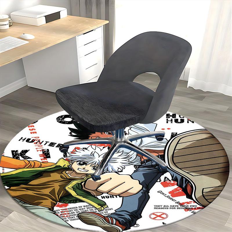 1pc Anime Cartoon Design Round Carpet Office Chair Mat, NonSlip Rug for Home Decor, Living Room