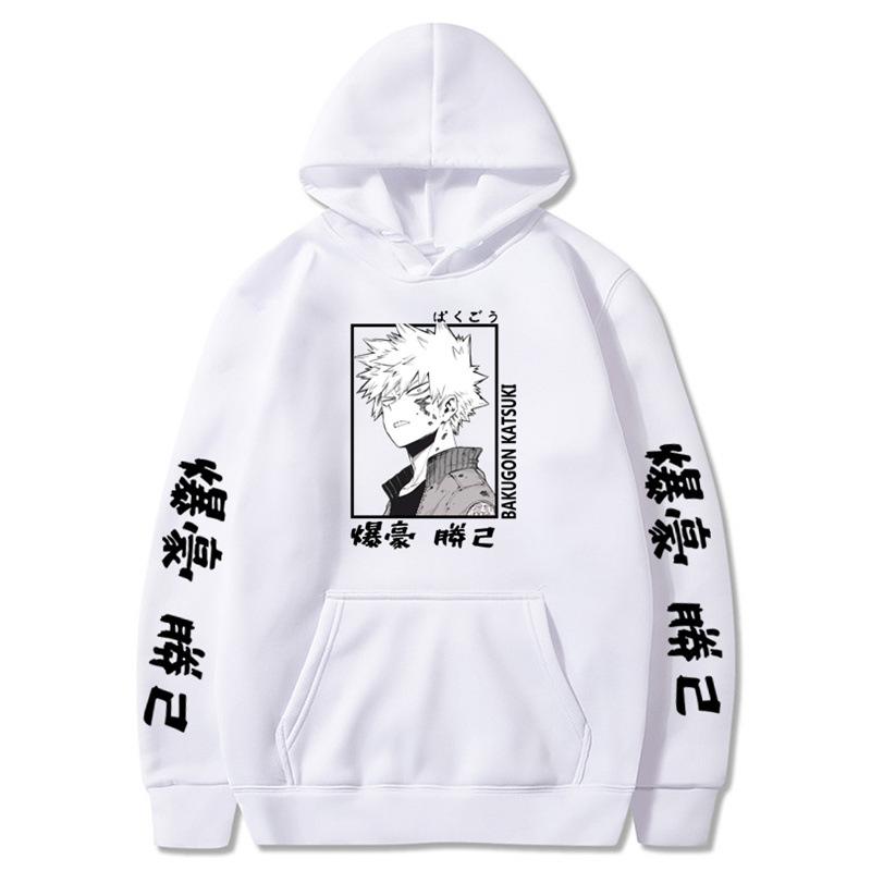 Japanese Anime Kaminari Denki Hoodie Loose Fitting Hoodie Thick Wool Letter Graphic Printing Sweatshirts Fleece Hoodies