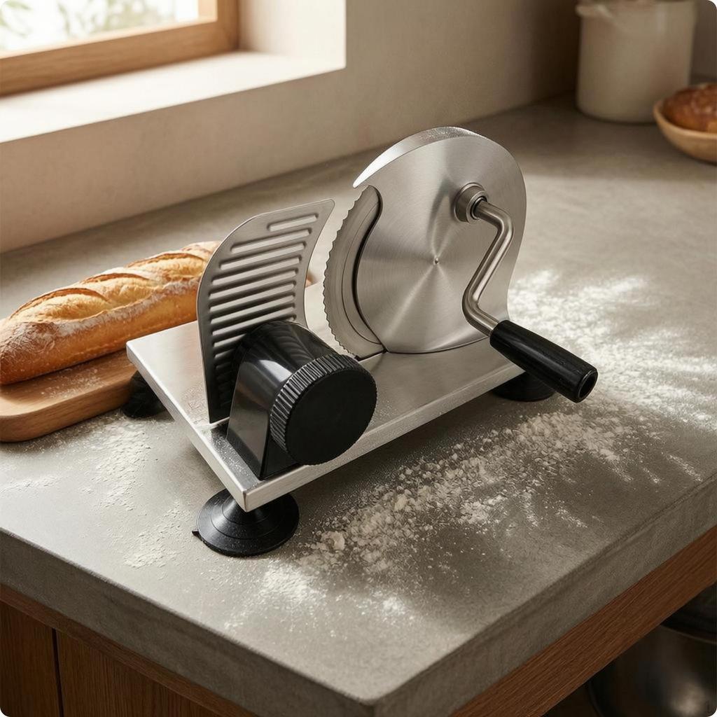 Manual Bread slicing Suction Cup Feet Hand Crank Stable Base