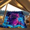 1pc Tiger Fantasy Flowers Throw Blanket Polyester Fiber, Lightweight Flannel, Soft & Warm, All Season Use for Outdoor, Camping Digital Print