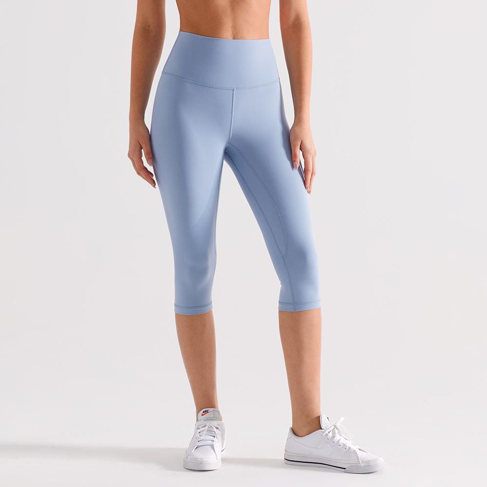 Naked Feeling Yoga Pants: No Crotch Bite, Moisture-Wicking, High Elasticity, Women's 7/8 Length, Perfect for Running and Cycling Fitness.