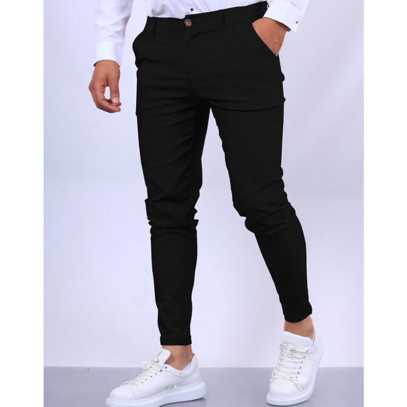 Pantaloni da uomo casual da lavoro a vestibilità slim, texture europea e americana